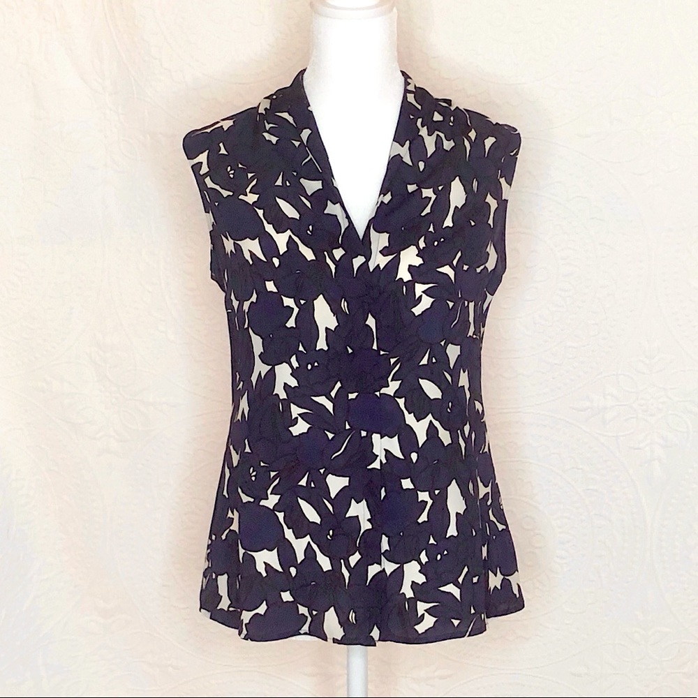 Banana Republic Blue Floral Sleeveless Blouse